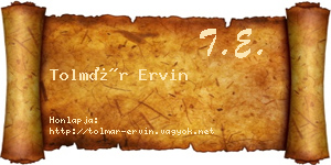Tolmár Ervin névjegykártya